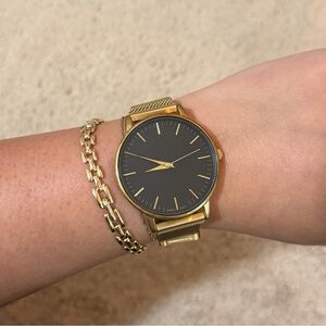Gold Watch with Black Dial